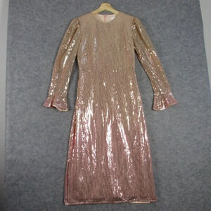 Rachel Parcell Women's Sequin Striped Pink Ombre Long Sleeve Midi Dress XS 450